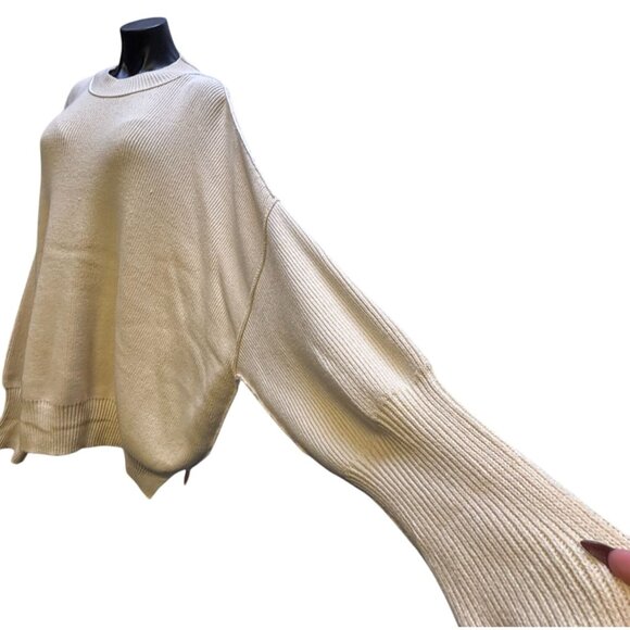 NWT Free People Cream Oversized Pullover Sweater L - Picture 5 of 6